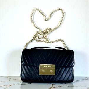MICHAEL KORS Quilted Leather Sloan Chain Crossbody HandBag Black Clasic Elegant